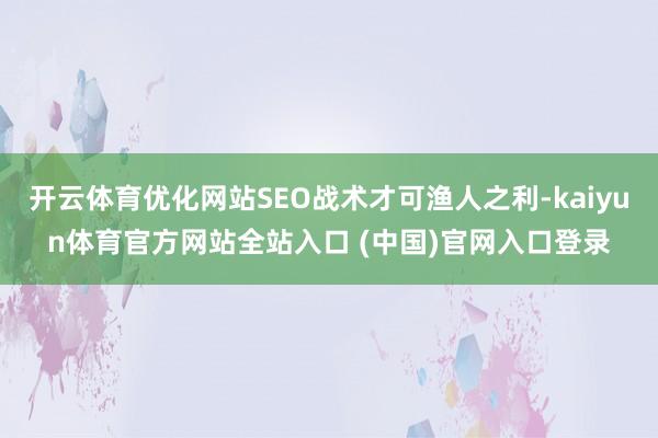 开云体育优化网站SEO战术才可渔人之利-kaiyun体育官方网站全站入口 (中国)官网入口登录