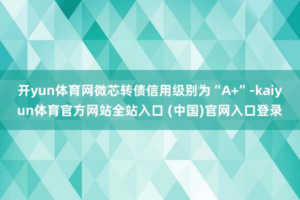 开yun体育网微芯转债信用级别为“A+”-kaiyun体育官方网站全站入口 (中国)官网入口登录