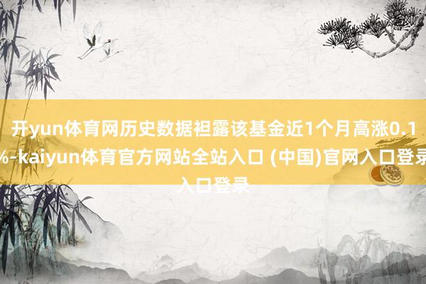 开yun体育网历史数据袒露该基金近1个月高涨0.1%-kaiyun体育官方网站全站入口 (中国)官网入口登录