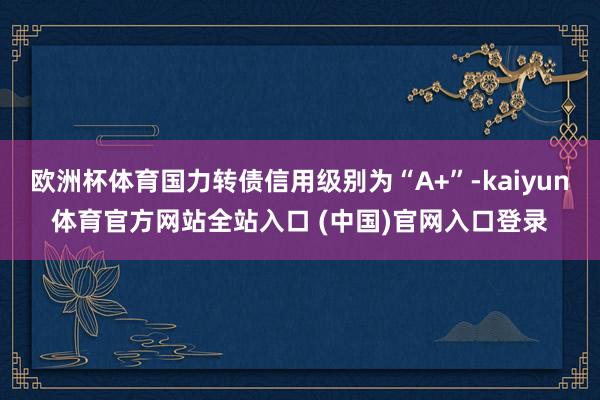 欧洲杯体育国力转债信用级别为“A+”-kaiyun体育官方网站全站入口 (中国)官网入口登录